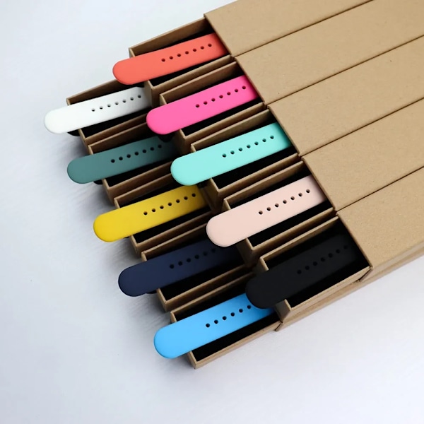 Original Silikonarmband för Apple Watch Band 44mm 38-40 42-46 41-45 46MM 49 mm Armband iwatch Serie 10 9 7 4 5 6 8 SE Ultra 2 3 23 pink sand S10-42MM 38 40 41 S
