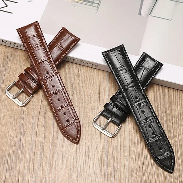 Äkta Kalvskinnsrem Slub Mönster Klocktillbehör 10/12/13/14/15/16/17/18/19/20/21/22/24mm Universal Klockarmband/ Light Brown 13mm