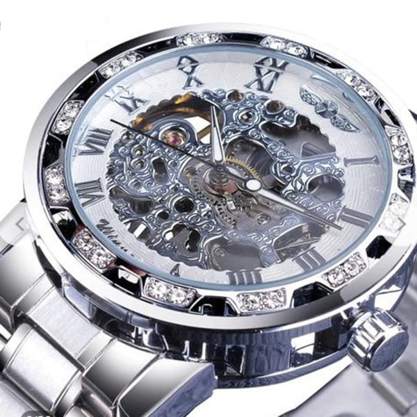 Klassisk ihålig mekanisk watch för män med vikbart spänne, lysande pekare för affärsmöte utanför kontoret 1