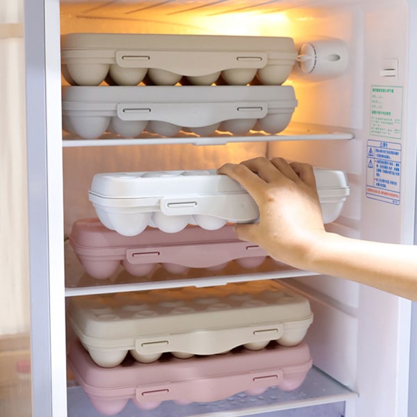 Kylskåp Organizer Stor kapacitet äggbehållare Förvaring av 12/18 ägg i en låda pink 12 cells