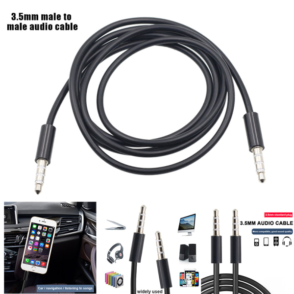 Aux-kabel 3,5 mm till 3,5 mm hane till hane jack billjudkabel Linjesladd för telefon MP3 white