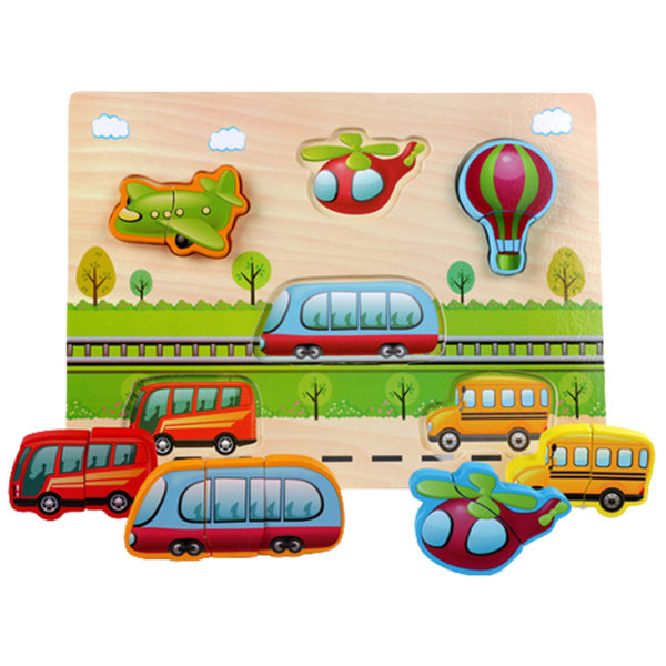 Barn 3D-pussel trä pedagogiska pussel leksak Baby lärande leksak Multi Theme traffic