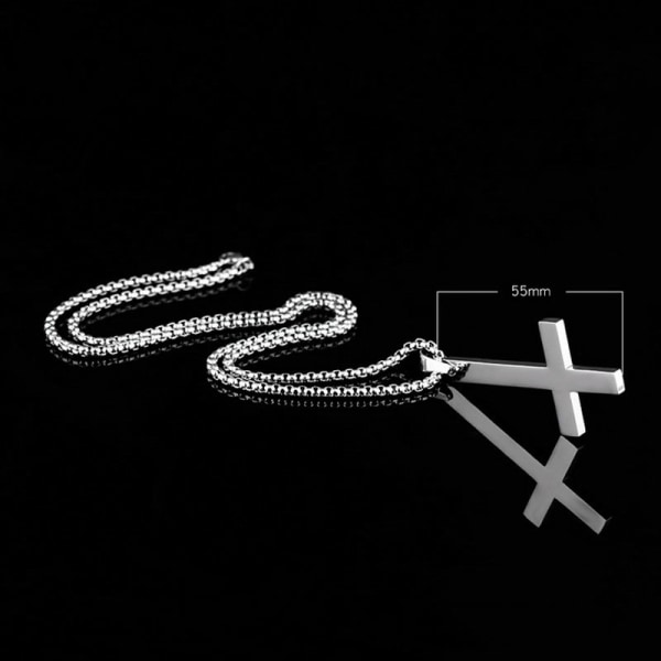 Män inverterat kors hänge halsband rostfritt stål kedja länk halsband smycken silver