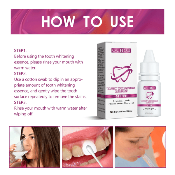 10ml Oral Clean Teeth Whiten Essence Oral Bakteriehämmande Bekväm användning efter att ha ätit Tandrengöring default