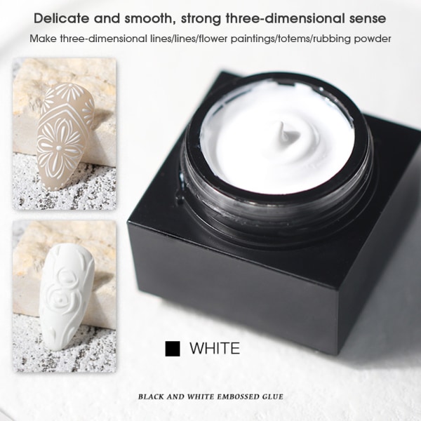 5g Nagellacksgipslim Färgbart japanskt tredimensionellt präglat white