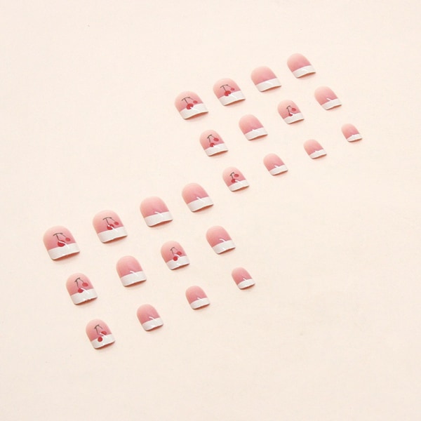 Körsbärsmönster med press-on-naglar Lättvikts hållbara lösnaglar för dagligt bruk jelly glue model