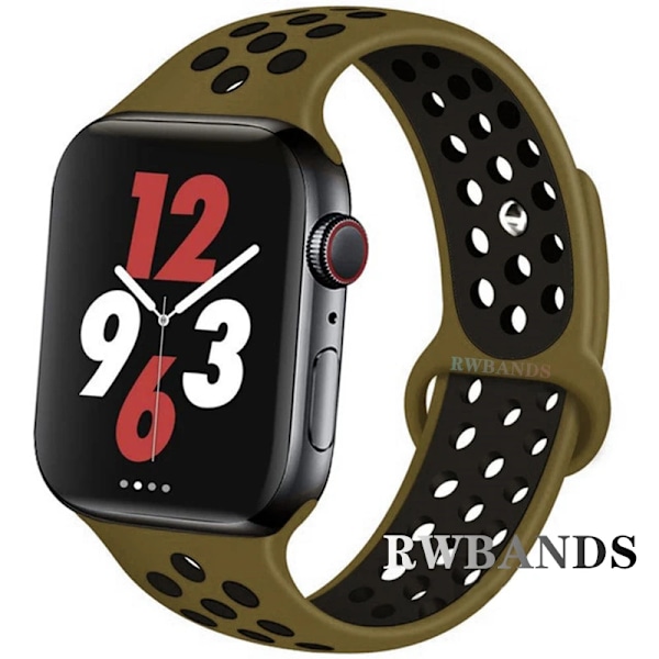 Sportarmband för Apple Watch Band 46mm 44mm 40mm 42-38-41mm 45mm Andningsbart Armband iWatch Series 10 9 8 7 6 SE 5 3 Ultra 2 49mm 26 deep olive black 42 44 45 49-46mm M-L