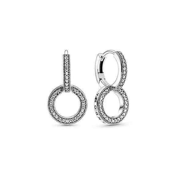 Örhängen med dubbla ringar Pandora örhängen i rent silver 925 (utan kartong) no2