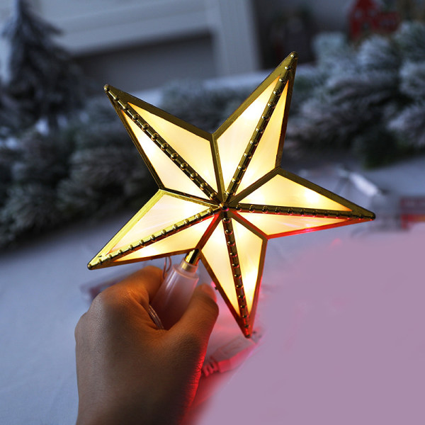 3D lysande femuddig stjärna LED Transparent femuddig stjärna gold