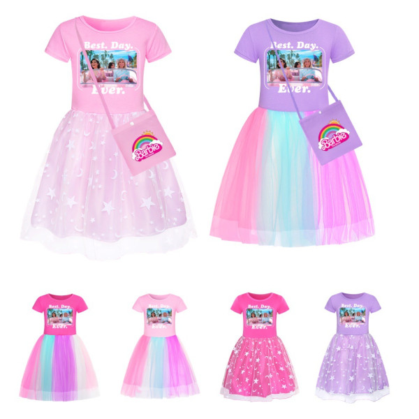 Barbie The Movie Barn- och flickkjol Star Rainbow Lace Skirt skirt powder 2+pack 130cm