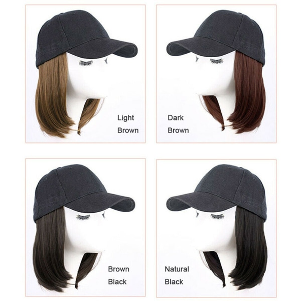 Cap med peruker Pixie Cut Bob Hair Syntetisk korthårhatt för kvinnor dark-brown