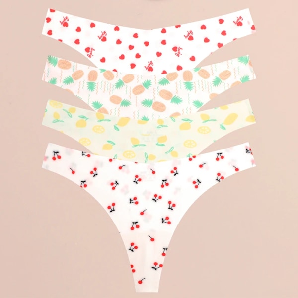 FINETOO 4 st Ultra Mjuka Trosor För Kvinnor Sexiga Grafiska Tryck Sömlösa Stringtrosor Kvinnliga Stretch Leopard G-string Bekväma Underkläder Style 8 M