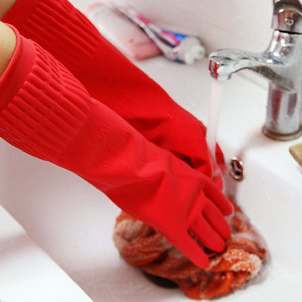 38/45cm Kitchen Clean Gloves Vattentäta Långärmade Handskar Gummi Latex Handskar för l white 38cm
