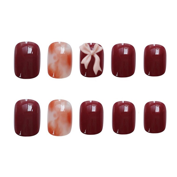 24 st glänsande rött band falska naglar Bärbara falska naglar för kvinnor och flickor glue models