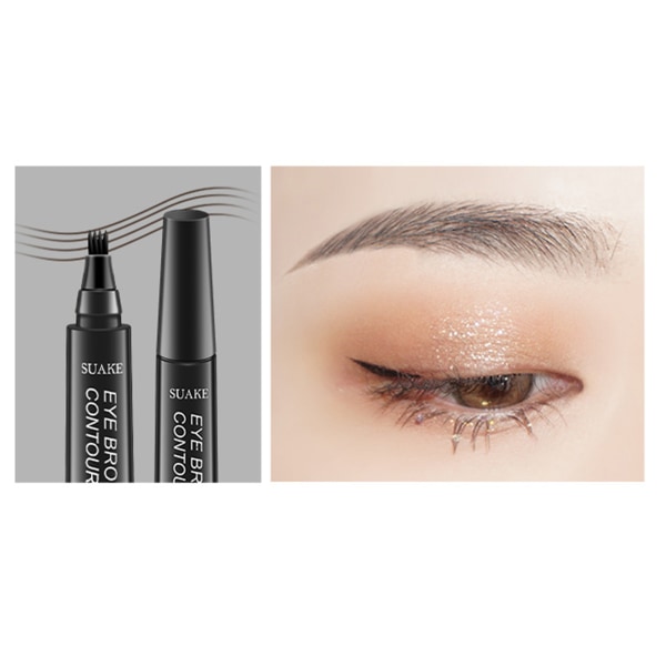 Bärbar 4-tipps ögonbrynspenna Svettsäker vattentät ögonbrynspenna för makeupexperter och naiva kvinnor natural black