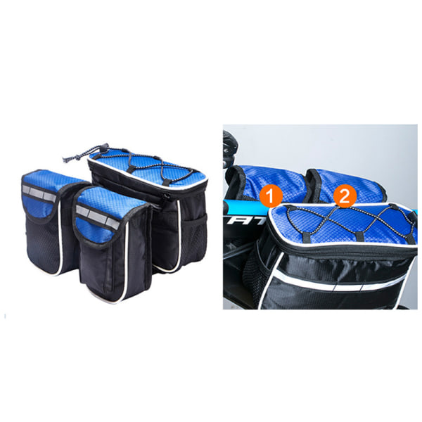 Cykel Front Frame Bag 4 i 1 Stor kapacitet Cykel Cykel Top Tube Bag Reflex Strip blue