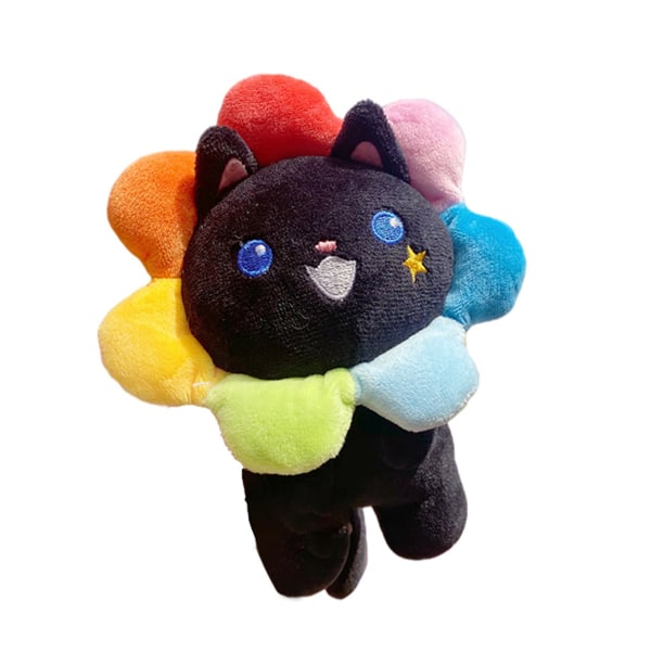 Rainbow Hood Cat plysch nyckelring Ryggsäck Dekorativa hängen Present för barn Girl Student black