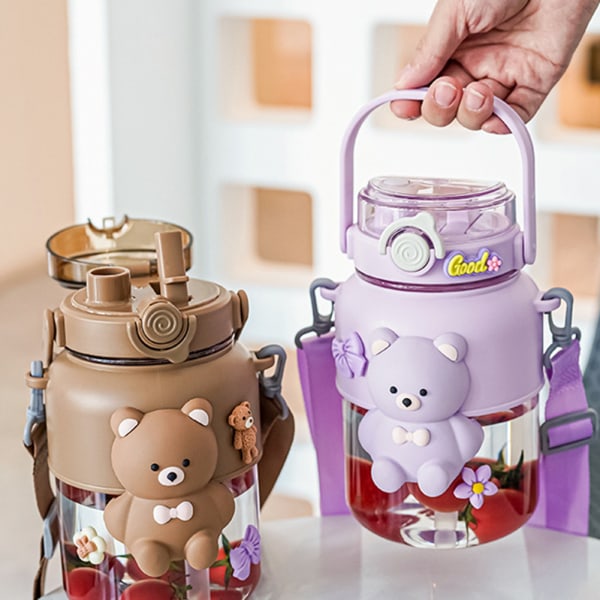 Söta björnar Halmglas för barn Snygga drickkoppar med stor kapacitet Present för barn Pojkar Flickor purple