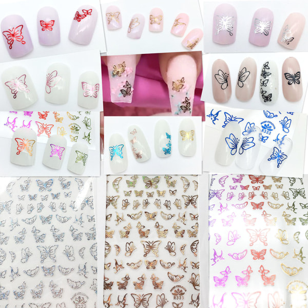 Butterfly Nail Stickers Bronzing Adhesive Ultra-Tunn Nail Art Decals for Girls 2