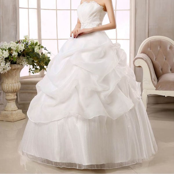 Brudklänning bröllopsklänning med axelbandslösa axelbandslösa prinsessklänningar med snörning 3xl