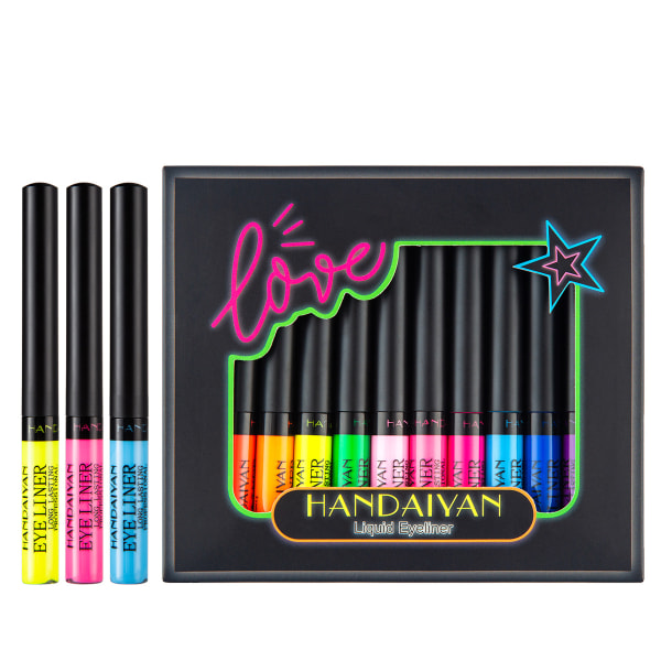 12 färger snabbtorkande fluorescerande matt eyeliner set b