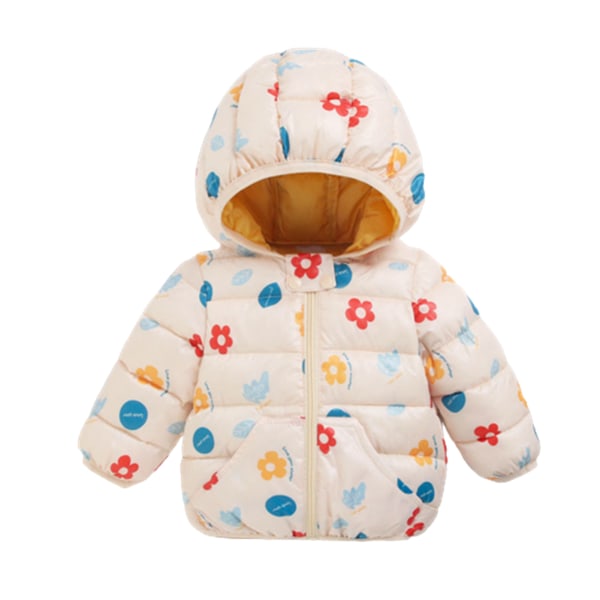 Kid's Winter Puffer Jacka med Bear Ear Hood printed kort kappa dragkedja penguin 80cm