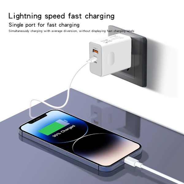 Total 120W USB-laddare Typ C-kabel Snabbladdning För iPhone Xiaomi Samsung Oneplus Pixel Mobiltelefoner Quick Charge 3.0 Adapter EU Plug