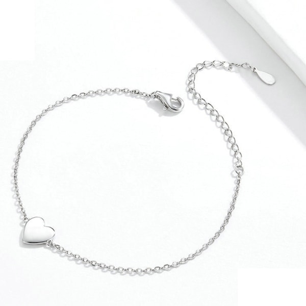 Enkla silverarmband solid hjärtform handkedja för kvinnor En one size justerbara smycken as show