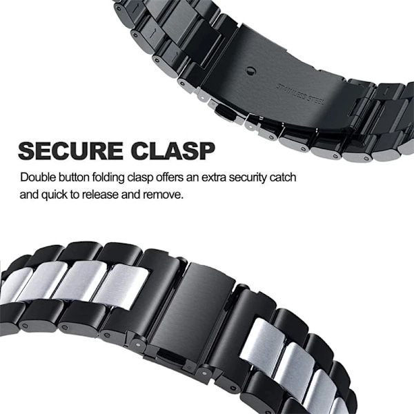 22mm 20mm Metallarmband för Samsung Galaxy Watch 7 6 5 4 40mm 44mm 46mm 5Pro 45mm Rostfritt Stål Armband för Amazfit Bip Huawei GT4 silver 22MM