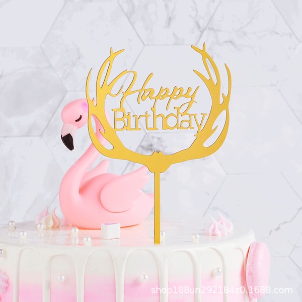 50 st födelsedagstårta topper-insatser med pålitligt akrylmaterial och perfekt val för gör-det-själv för att dekorera födelsedagstema antlers happy birthday