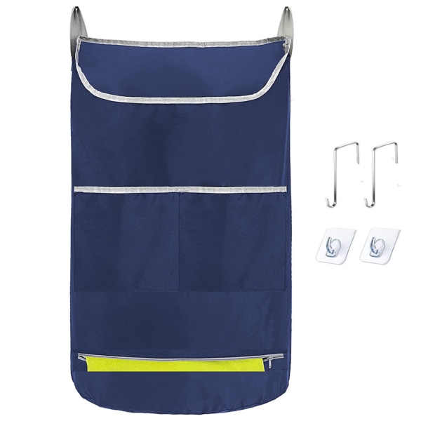 Dörrhängande tvättkorg Stor kapacitet Dragkedja Tvättväska för badrum navy blue