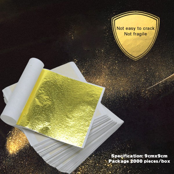 100 st metallisk guldfolie bladpapper hållbart anti-sprick guldfolie ark för Slimes Naglar Ansikte Ögon Hår b gold