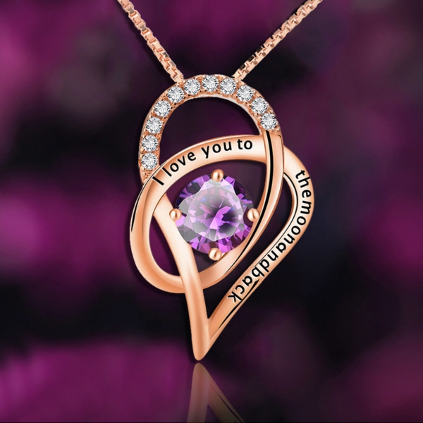 Ametist hjärta kvinnor halsband lila lysande kristall med bokstäver för  daglig fest bankett bär gold 86d6 | gold | Fyndiq