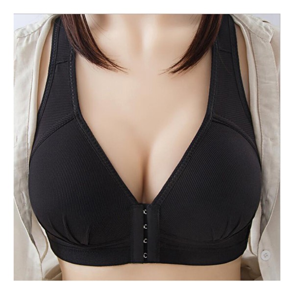 Plus Size Push Up BH Frontstängning Enfärgad BH BH 36-46 Trådlös grey purple 42