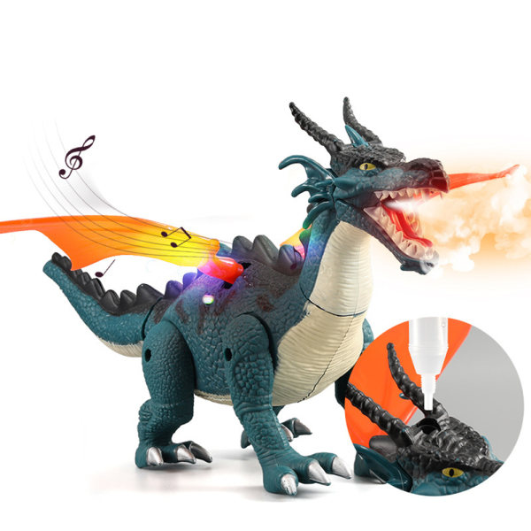 Elektrisk leksak mekaniska dinosaurier samling modell leksak med lätt musik gåva red spray haze wang lung