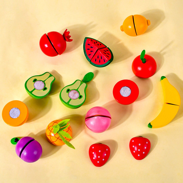Simulering kök låtsas leksak skär frukt set Magnetisk träleksak a