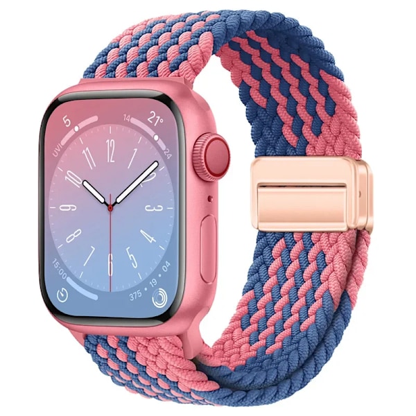 Nylonarmband för Apple Watch Ultra 49mm 10 46mm 42mm 9 8 7 45mm 41mm magnetiskt armband för iwatch 6 5 4 3 SE 44mm 40mm Rem Z Blue pink S10-46MM 42 44 45MM