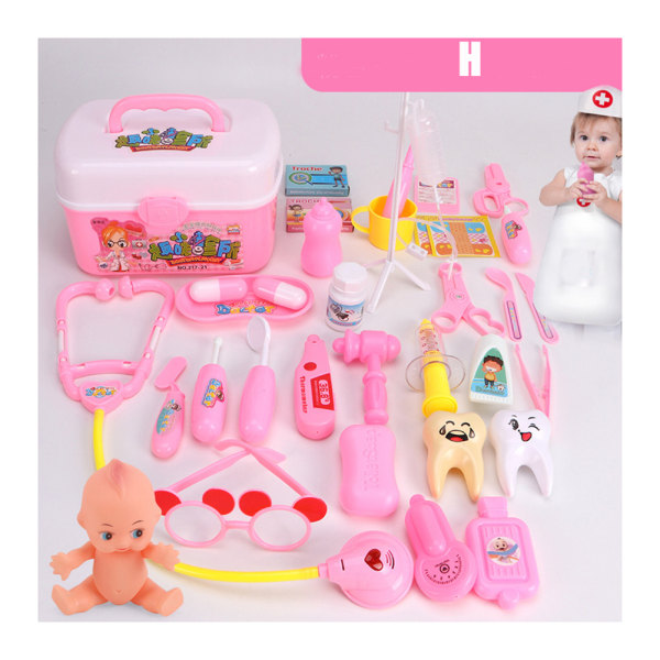 1 set barn läkare set leksak rollspel stetoskop för barn pojke flickor låtsas kit pink h
