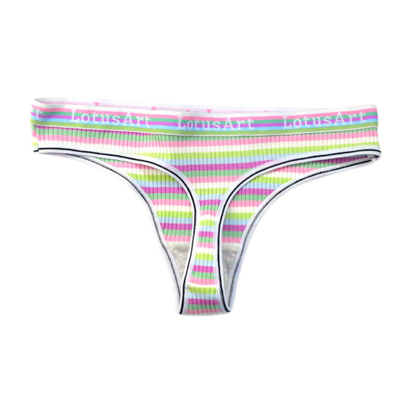 Stickade gängade bomullstrosor Hög elastisk midja andningsbara underkläder för kvinnor purple m