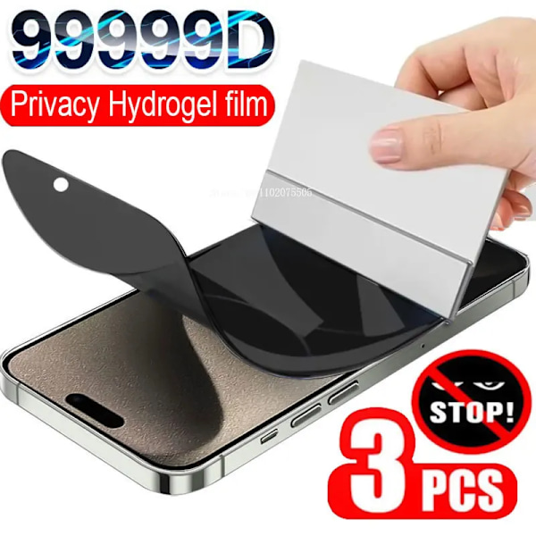 3-pack Anti-Spy Hydrogel Film för iPhone 15 13 11 12 14 Pro Max Plus XS Max X XR Sekretess Skärmskydd för iPhone 12 13 Mini for iPhone XR 3PCS