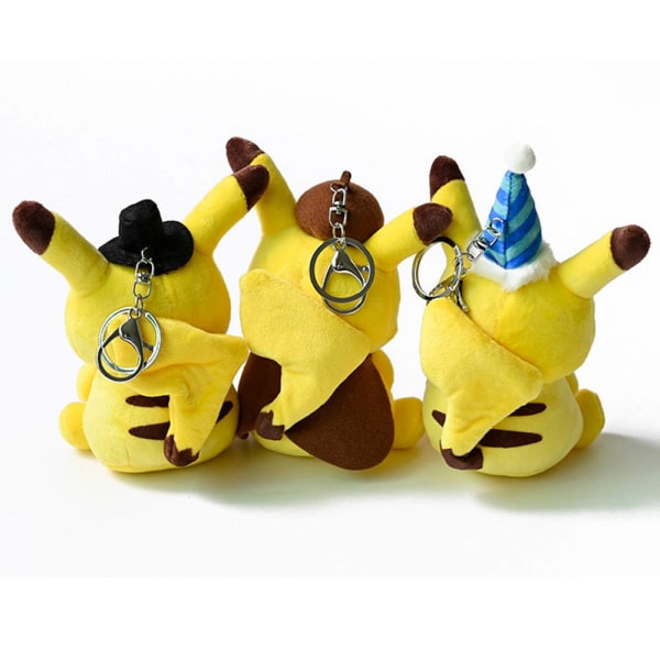 Plysch tecknad Pikachu stoppad docka skolväska Accessoarer hänge barn random 1pcs