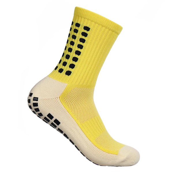MagiMobo Grip Fotbollsstrumpor Limdispenser Herr Mellanhöga Strumpor Halkfria Löparstrumpor Sportstrumpor Yellow