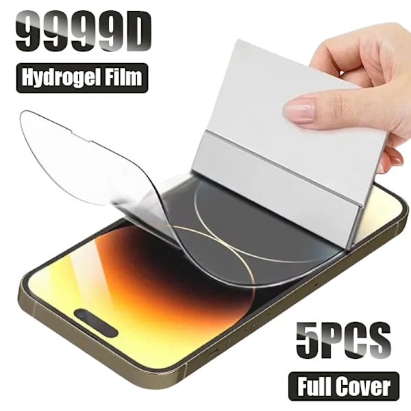 5 st Fulltäckande Hydrogel Film för iPhone 11 12 13 14 15 16 Pro Max 12 Mini X Xr Xs Skärmskydd för iPhone 7 8 Plus SE 2022 For iPhone 11 5PCS Hydrogel Film