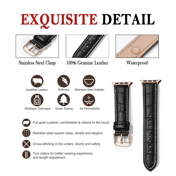 Äkta läderarmband för Apple Watch band loop 44/45mm klockarmband för iwatch Ultra49mm 45mm 41mm 8/7/6/5/4 armbandstillbehör brown black 38mm 40mm 41mm