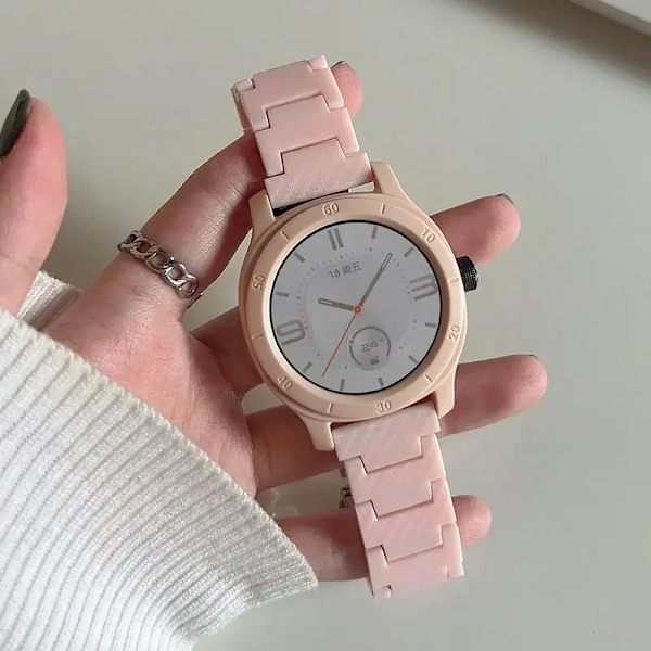 20 22mm Kolfiberarmband För Samsung Galaxy 4 5/Classic 46mm/Active 2 40mm/44mm Gear S3 Armband Huawei Watch GT/2e/3/Pro Band 9 Pink sand huawei gt2-3pro4 46m