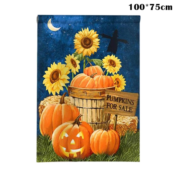 Halloween solrospumpaflagga UV- och blekningsbeständig trädgårdsflagga utomhusgård 45x30cm