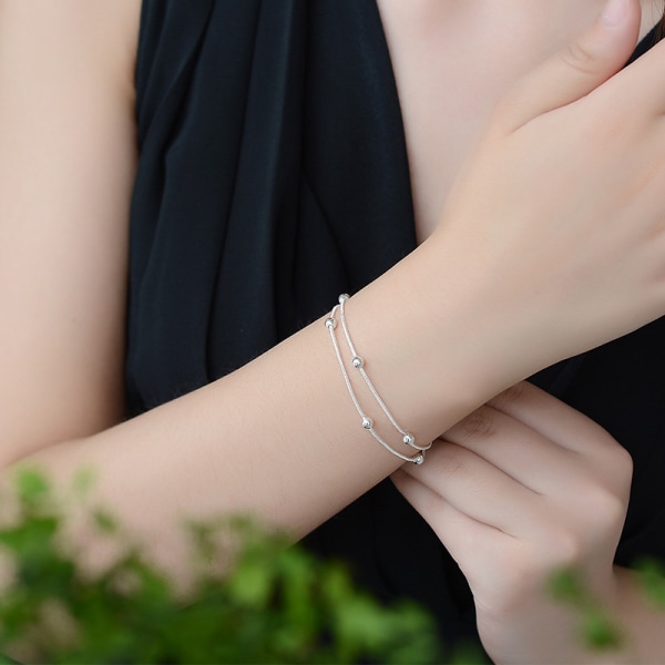 Dubbla lager pärlor armband par present dubbeltrådiga justerbara armband för kvinnor a