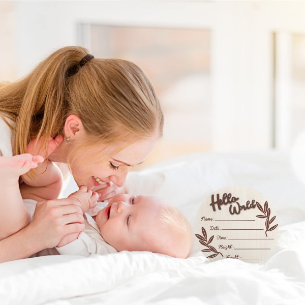 Baby Name Announcement Sign Hello World Newborn-skylt för New Baby Boy och Girl Gifts 15cm