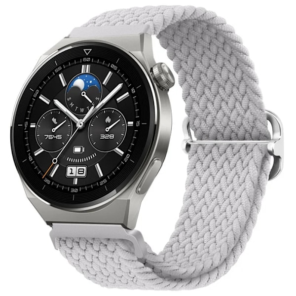 22mm 20mm Nylon Loop Armband för Huawei Watch 3/4/GT GT2 GT3 Pro 46mm 42mm Elastiskt Flätat Armband för Samsung Galaxy Watch Armband Pearl White Huawei GT 2 Pro