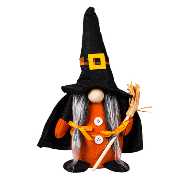 Ansiktslösa Gnomes Plysch för Halloween Svensk Tomte Skandinavisk i Witch Hat & Cape Ansiktslösa samlarfigurer female